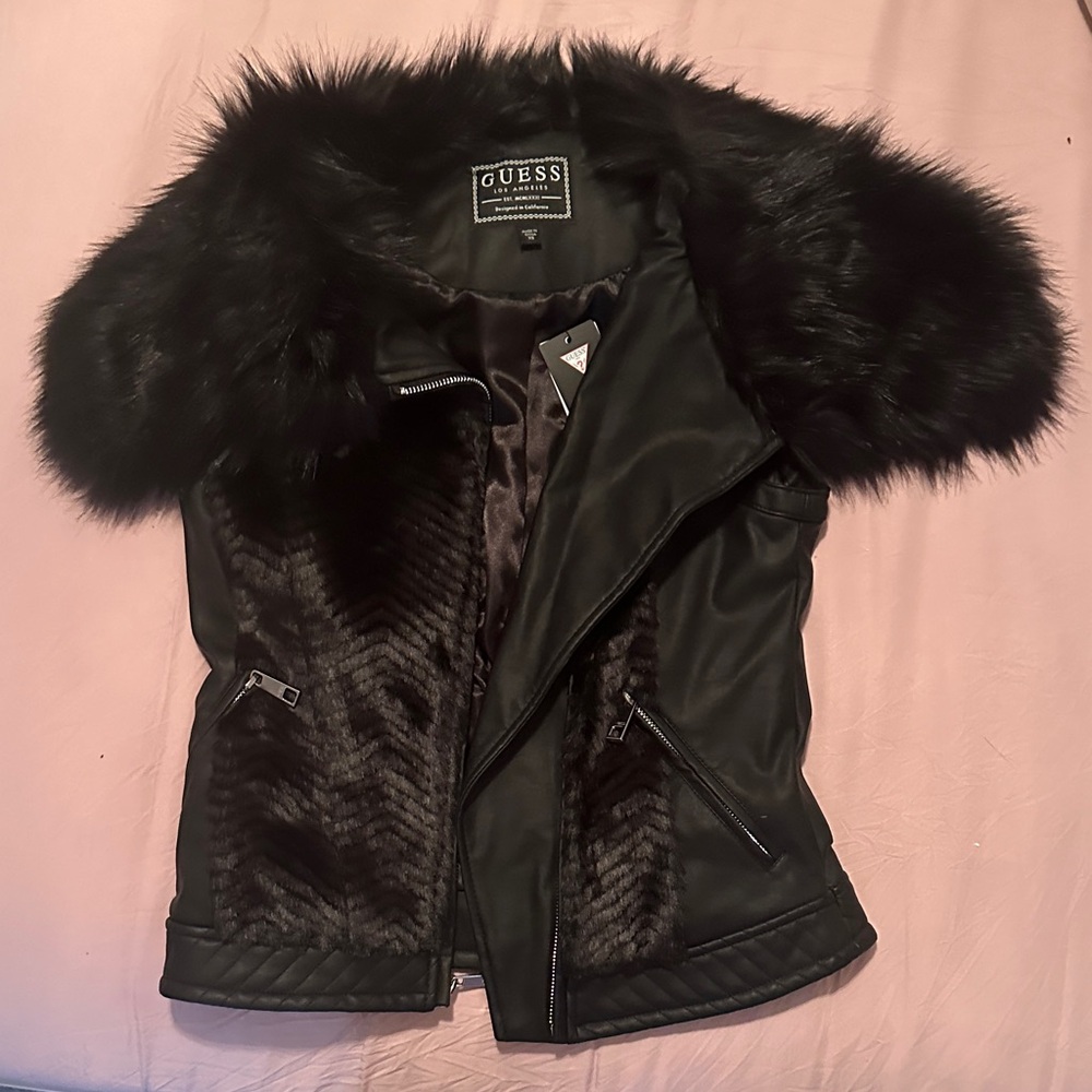 GUESS Black Faux Fur Women's Coat